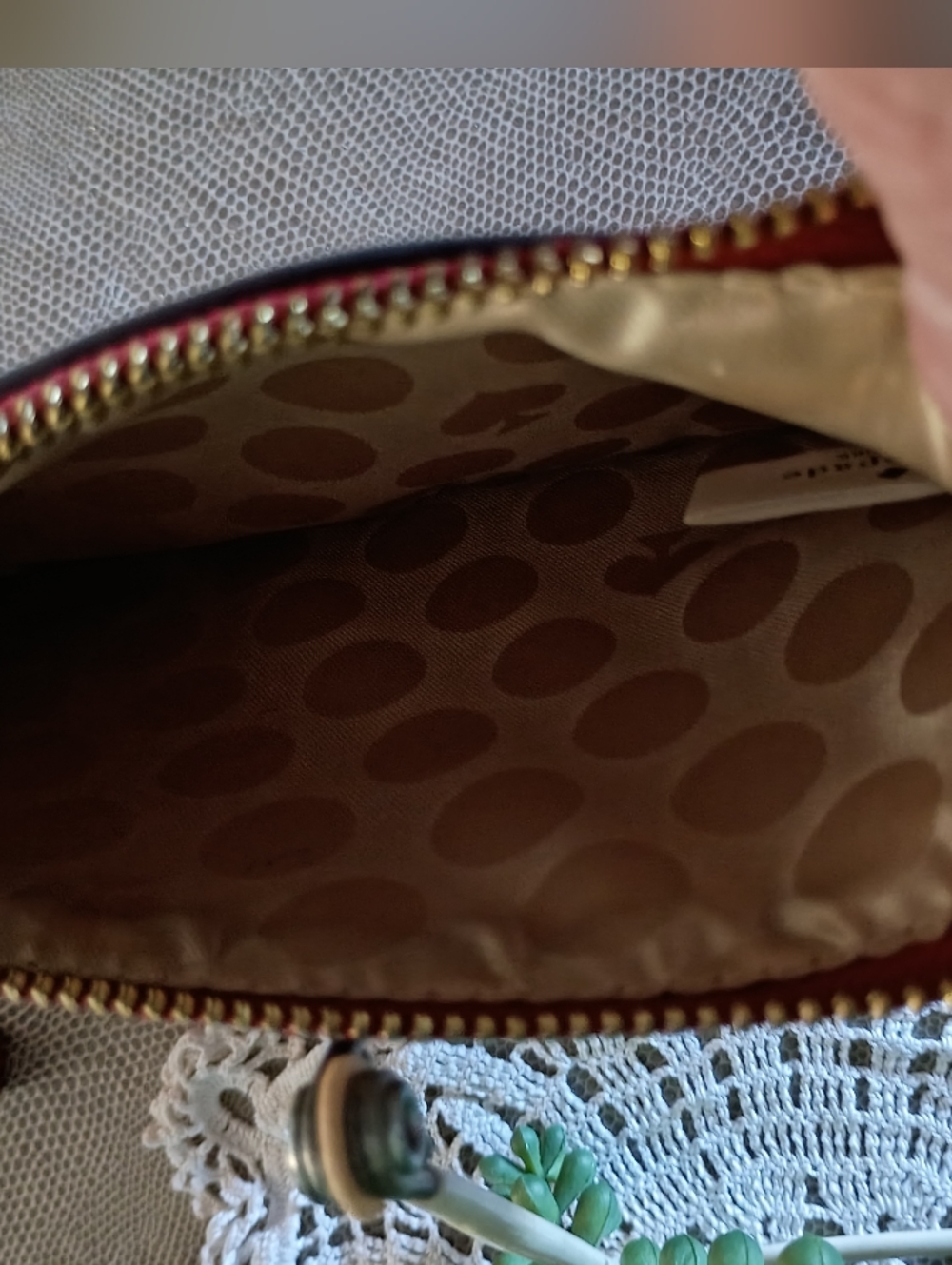 Kate Spade Red Medium Size Wristlet, Dot Interior, 5.2"X 8.2" - Picture 6 of 6